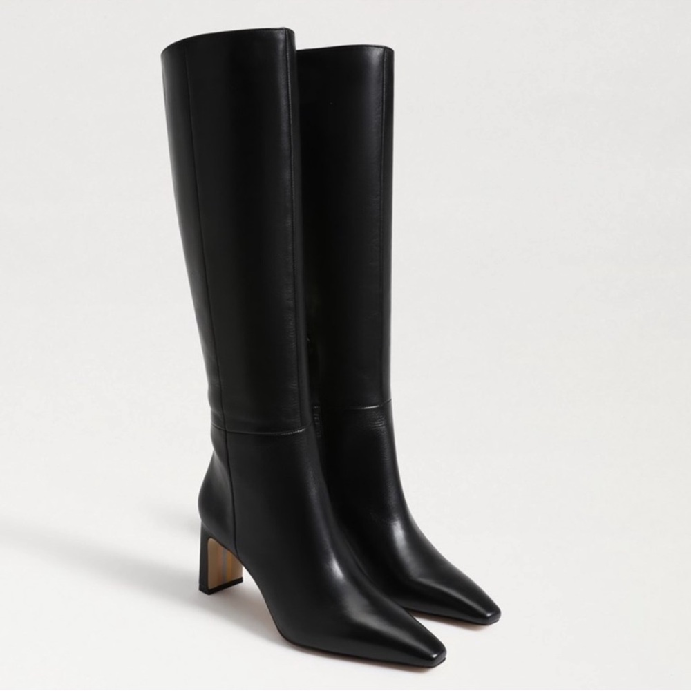Wide calf Sylvia Sam Edelman Black Heel Boots 8m - Picture 6 of 11